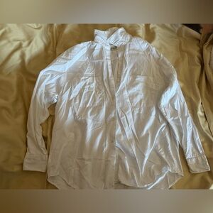 Vintage Banana Republic White Shirt Long Sleeve Size Medium Solid